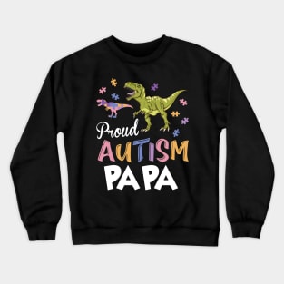 Autistic Dinosaurs Walking Around Puzzles Together Proud Autism Papa Crewneck Sweatshirt